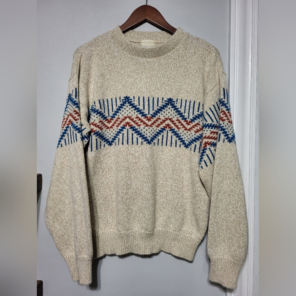 Vintage Frontier Grandpa Crewneck Sweater Men's Size Medium Oatmeal